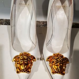 Versace White Medusas Pumps